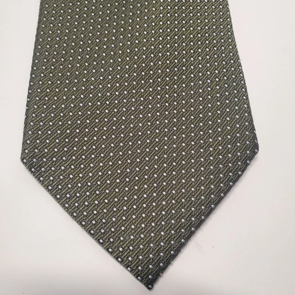 Roundtree & Yorke Tie Mens Olive Green Purple All Silk Geometric